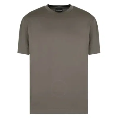 Emporio Armani Logo Tape Lyocell-blend T-shirt In Gray