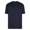 Emporio Armani Logo Tape Lyocell-blend T-shirt In Blue