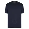 Emporio Armani Logo Tape Lyocell-blend T-shirt In Blue