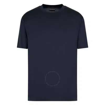 Emporio Armani Logo Tape Lyocell-blend T-shirt In Blue