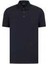 Emporio Armani Official Store Jersey Polo Shirt With Embossed Logo Tape In Blue