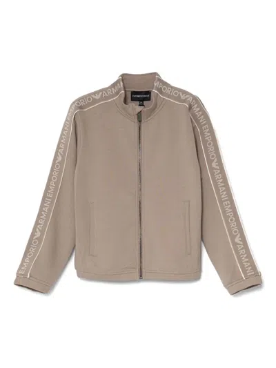 Emporio Armani Kids' Logo-tape Sweatshirt In Neutrals