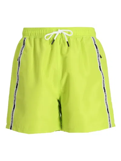 Emporio Armani Swimpants With Side Logo Stripe In Green