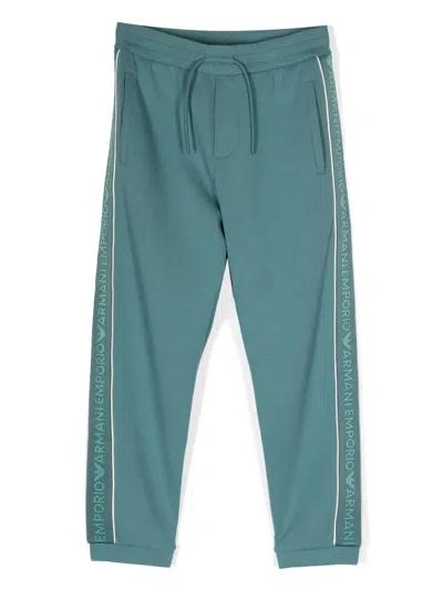 Emporio Armani Kids' Logo-tape Track Pants In Blue
