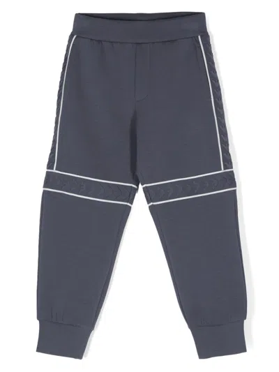 Emporio Armani Kids' Eagle-tape Sweatpants (4-12 Years) In Blue