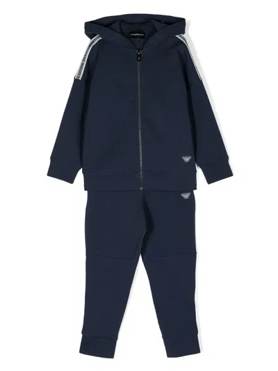 Emporio Armani Kids' Logo-tape Tracksuit Set In Blue