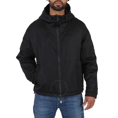 Emporio Armani Logo Tape Water-repellent Hooded Blouson Jacket In Black