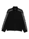 Emporio Armani Asv Double-jersey Full-zip Sweatshirt With Logo Stripe In Black