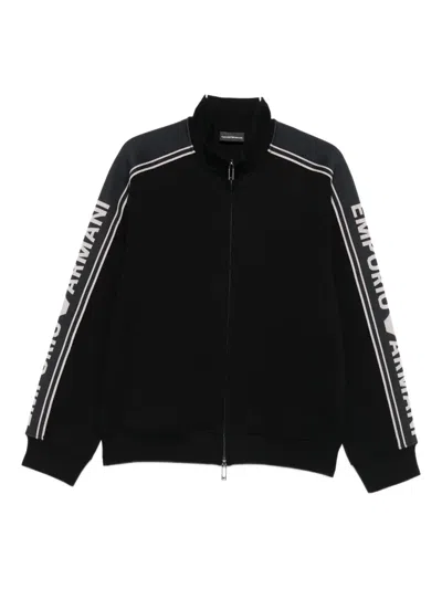 EMPORIO ARMANI LOGO-TAPE ZIP-UP SWEATER