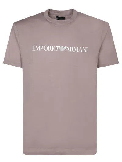 Emporio Armani Logo Cotton T-shirt In Grey