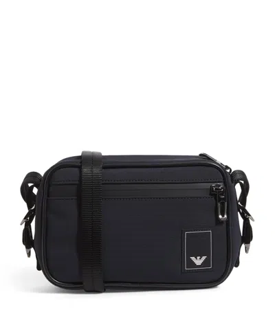 Emporio Armani Logo Tech Cross-body Bag In Blue