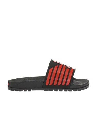 Emporio Armani Logo Texture Upper Sandals In Black