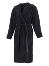 Emporio Armani Logo-trim Hooded Bathrobe In Black