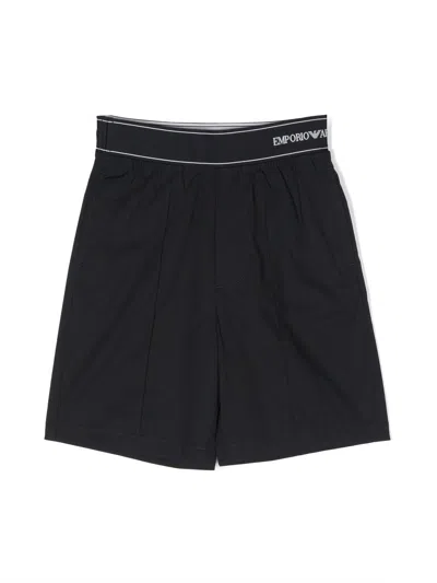 Emporio Armani Kids' Logo-waist Bermuda Shorts In Blue