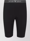 Emporio Armani Asv Organic-cotton Biker Shorts With Logo Waistband In Black