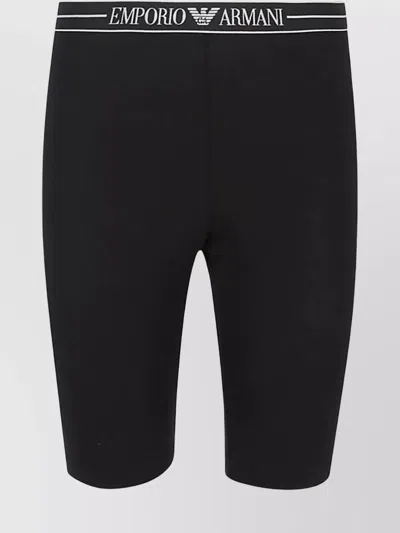 Emporio Armani Logo Waist Elasticated Shorts In Black