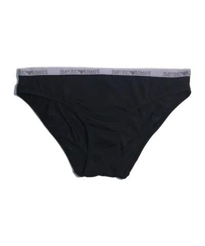 Emporio Armani Logo Waist-side Panties In Black