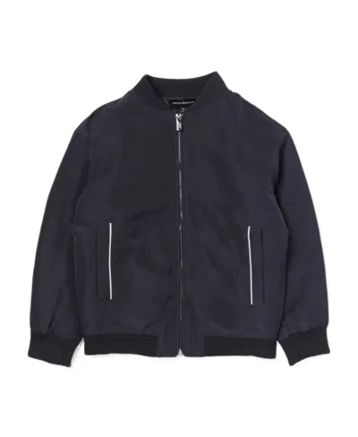 Emporio Armani Logo-waistband Baseball-collar Jacket In Black
