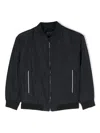Emporio Armani Logo-waistband Baseball-collar Jacket In Blue
