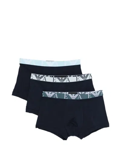 Emporio Armani Logo Waistband Boxer Briefs In Blue