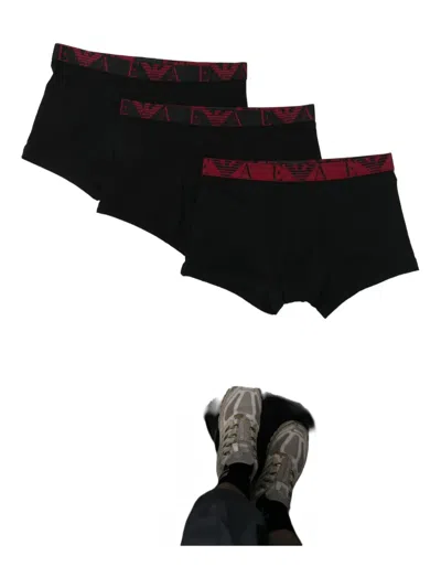 Emporio Armani Logo-waistband Boxer Briefs (set Of 3) In Black