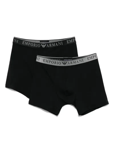 Emporio Armani Logo-waistband Boxers (pack Of 2) In Black