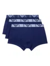 Emporio Armani Logo-waistband Boxers (pack Of Three) In Blue