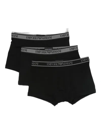 Emporio Armani Logo Boxers 3 Pack In Black