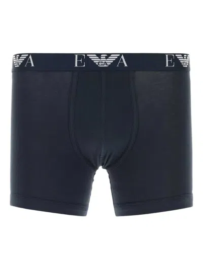 Emporio Armani Logo-waistband Boxers (pack Of Two) In 蓝色