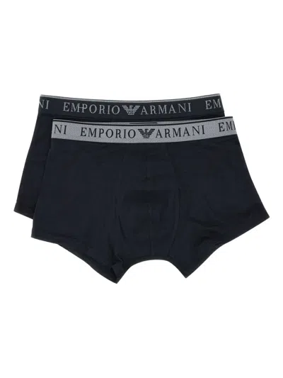 Emporio Armani Logo-waistband Boxers (pack Of Two) In Black