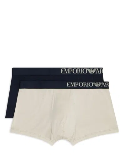 Emporio Armani Logo-waistband Boxers (pack Of Two) In Neutrals