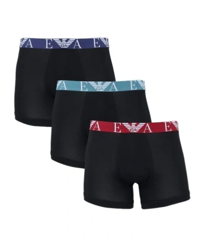 Emporio Armani Logo-waistband Boxers Set Of 3 In Black