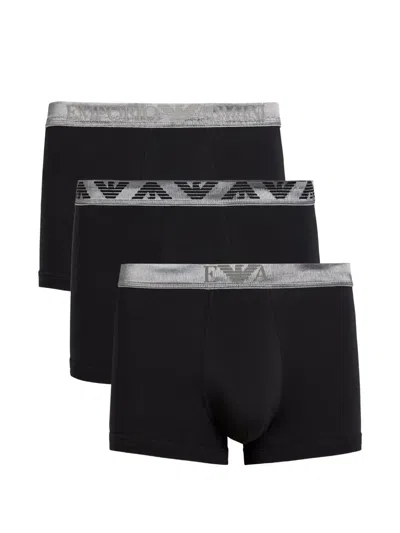 Emporio Armani Logo-waistband Boxers (set Of Three) In Black