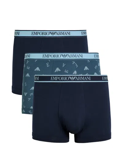 Emporio Armani Logo-waistband Boxers (set Of Three) In Multi