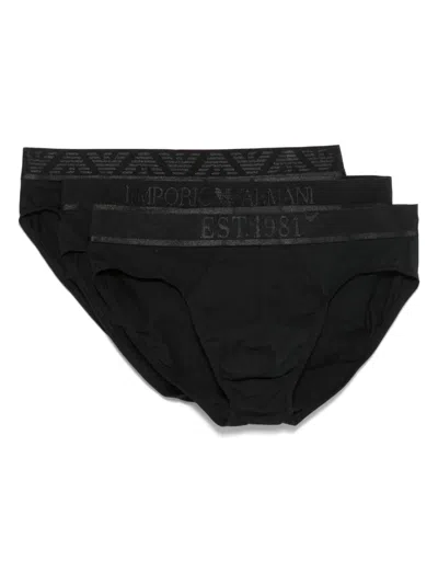 Emporio Armani Logo-waistband Briefs (pack Of Three) In Black