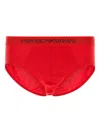Emporio Armani Cotton Brief Set Elastic Waistband In Red