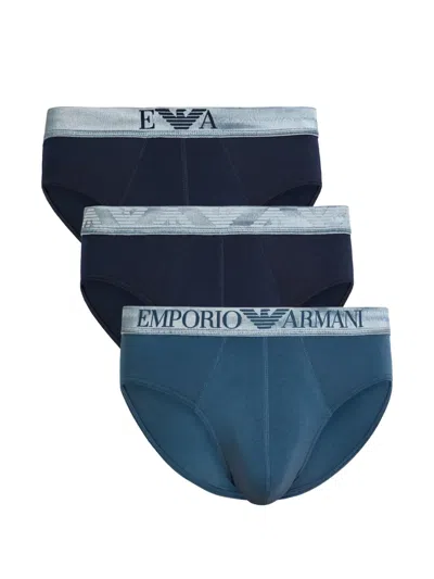 Emporio Armani Logo-waistband Briefs (set Of Three) In Multi