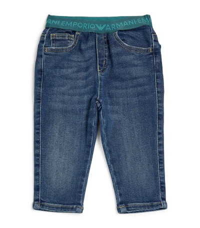 Emporio Armani Logo-waistband Jeans (6-36 Months) In Blue