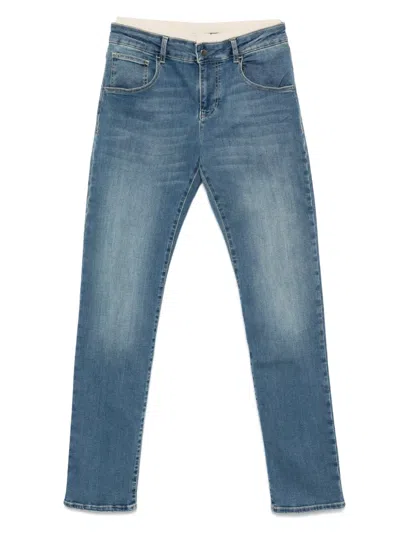 Emporio Armani Kids' Logo-waistband Jeans In Blue