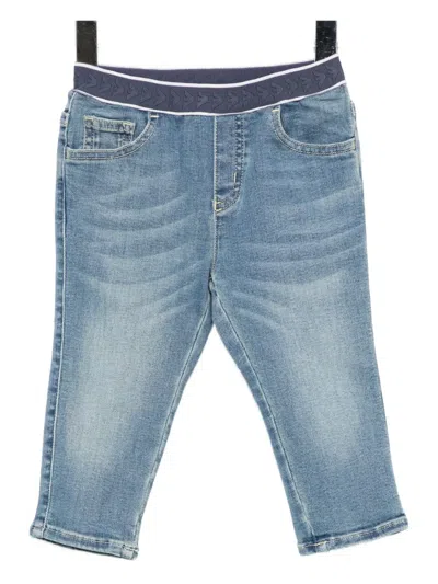 Emporio Armani Babies' Logo-waistband Jeans In Blue
