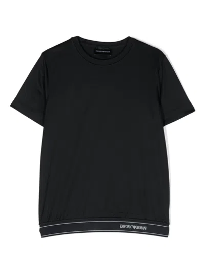 Emporio Armani Kids' Logo-waistband T-shirt In Blau