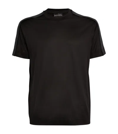 Emporio Armani Logo Webbing Stripe T-shirt In Black