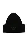 Emporio Armani Logo-embroidered Ribbed Beanie In Black