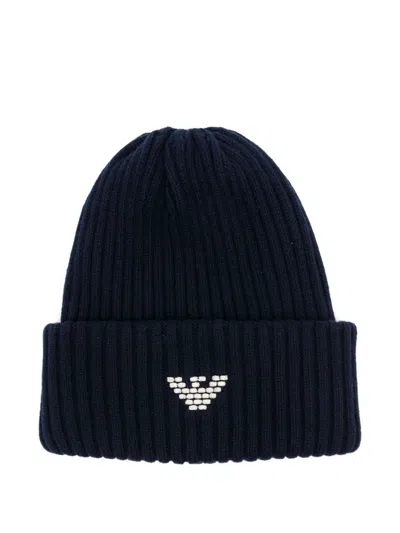 EMPORIO ARMANI LOGO WOOL BLEND BEANIE