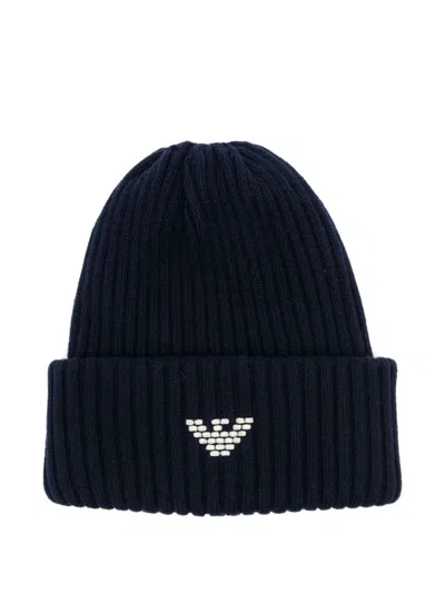 EMPORIO ARMANI EMPORIO ARMANI LOGO WOOL BLEND BEANIE