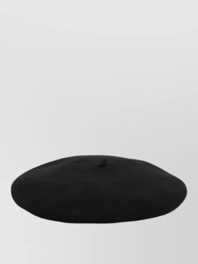 Emporio Armani Logo Wool Felted Round Basque Hat In Black