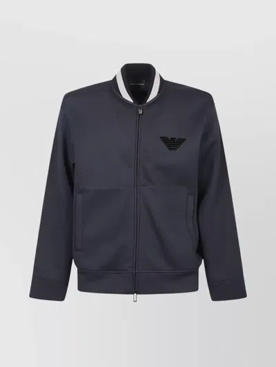 EMPORIO ARMANI LOGO ZIP-UP SWEATSHIRT FEATURING FRONT POCKETS