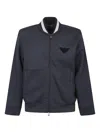 Emporio Armani Logo Zip-up Sweatshirt Featuring Front Pockets In Blue