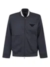 Emporio Armani Logo Zip-up Sweatshirt Featuring Front Pockets In Blue