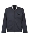 Emporio Armani Logo Zip-up Sweatshirt Featuring Front Pockets In Blue